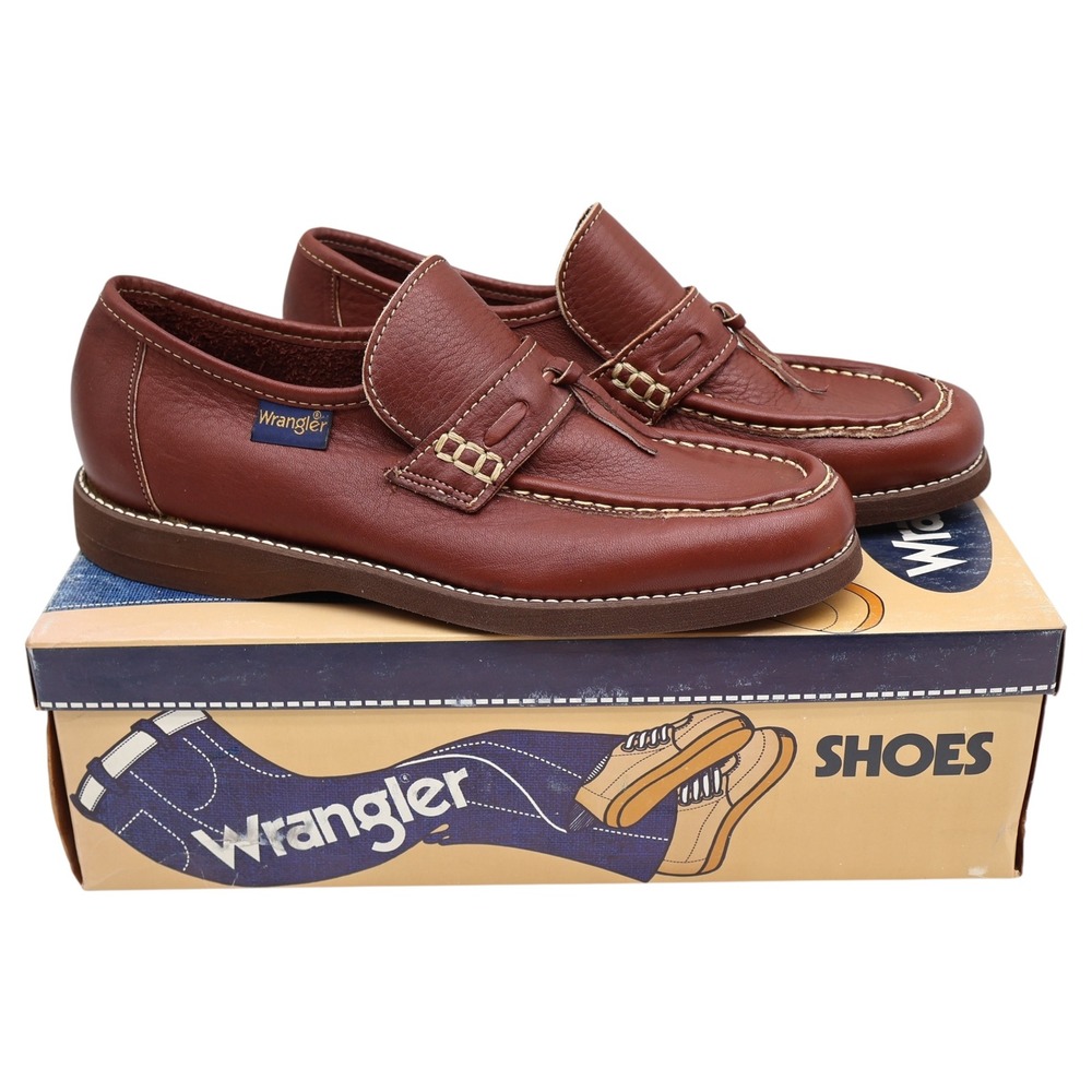 Wrangler Loafers Mens 7.5 M Vintage 70s Deadstock Brown Leather Moc Toe 96-5527